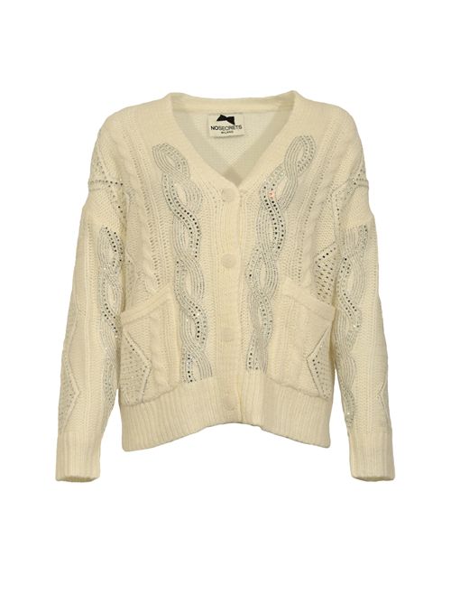 Cardigan luxury con trecce in misto lana Latte NO SECRETS | 253NS133LATTE